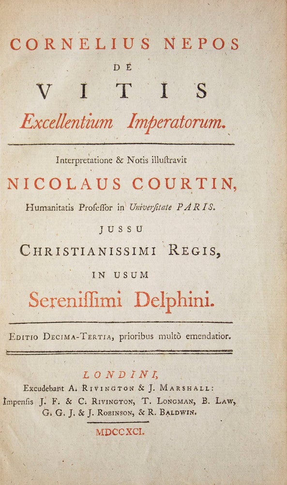 De Vitis Excellentium Imperatorum. Interpretatione & Notis illustravit Nicolaus Courtin …