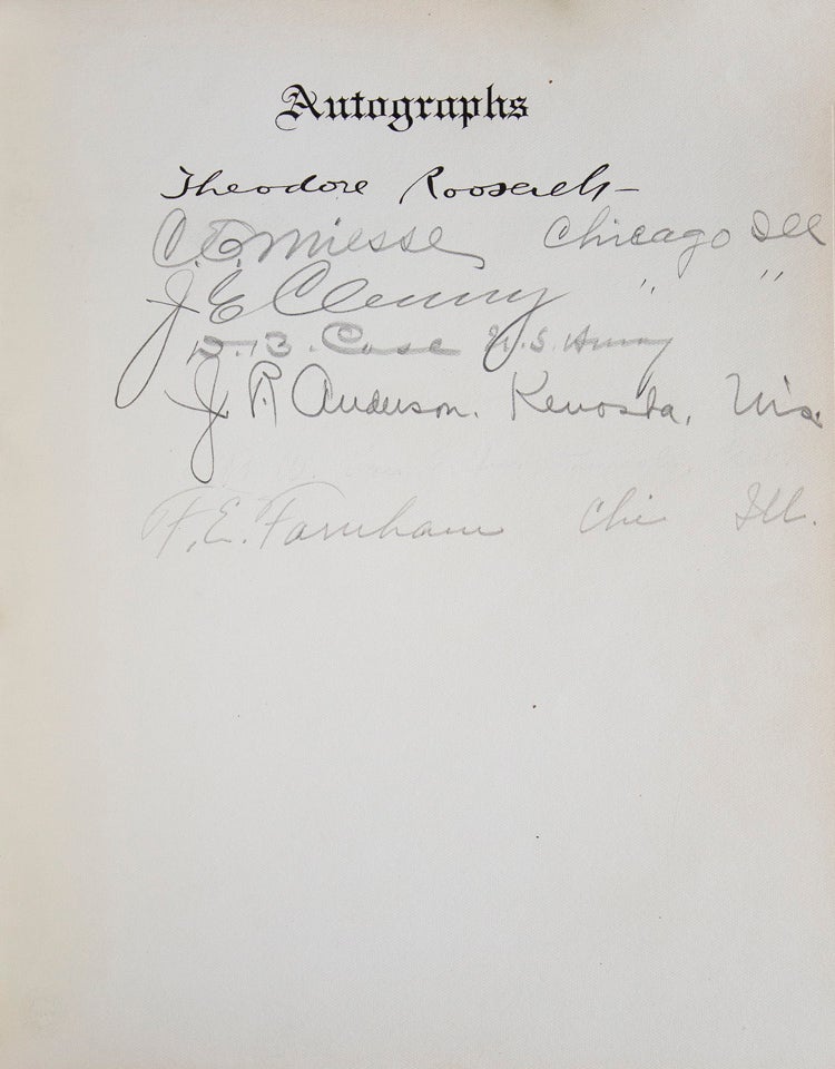 Banquet tendered to Colonel Theodore Roosevelt by the Hamilton Club of Chicago Thursday evening September the Eighth. 1910. The Congress Hotel