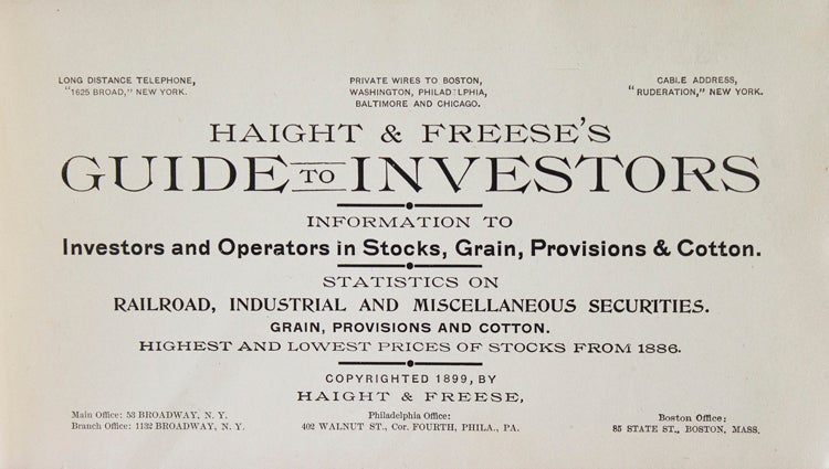 Haight & Freese's Guide to Investors
