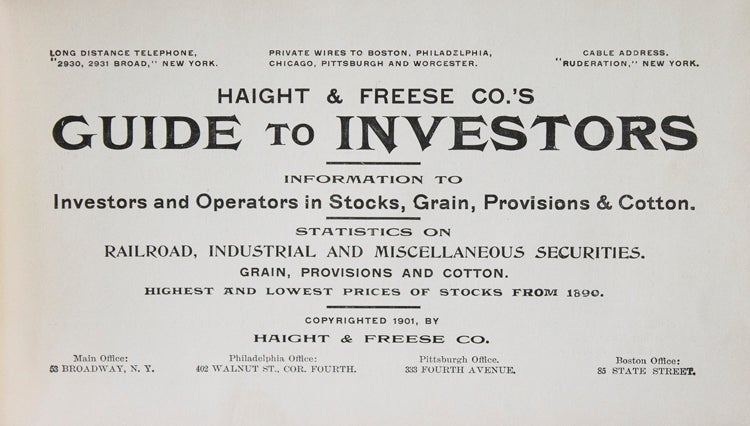 Haight & Freese Co.'s Guide to Investors