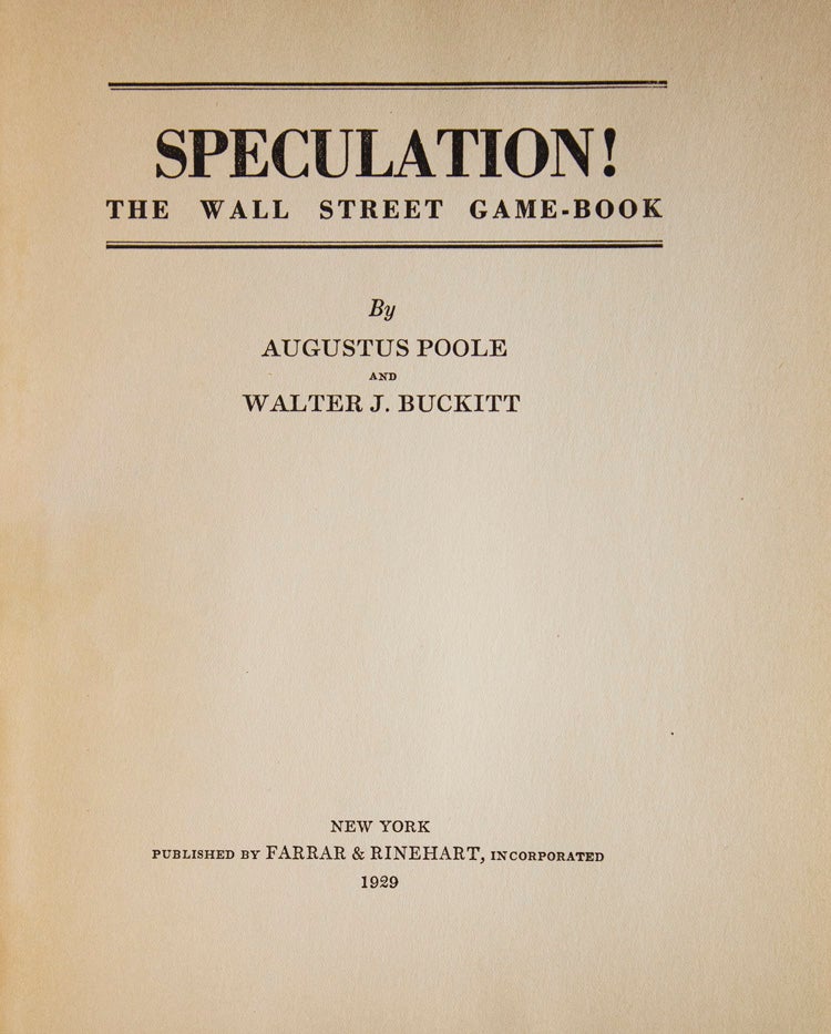 Speculation! The Wall Street Game-Book