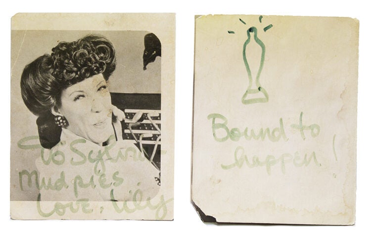 Item #317212 Sylvia Miles Photos, Many from Clive Davis, Rex Reed, Ellen Burstyn, Signed photo by Lilly Tomlyn to Sylvia, etc. Syvia Miles.