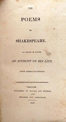 The Poems of Shakespeare. To which is Added An Account of his Life