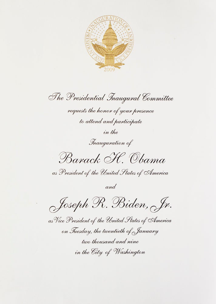 Item #317506 Invitation to the Inauguration of Barack Obama as President of the United States. Barack Obama.