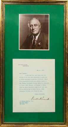 Item #317730 Typed letter, Signed ("Franklin D. Roosevelt"), as president, on White House...