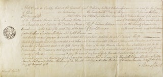 Item #318099 Warrant to sheriff of Essex County, England, for a case tried before William Lord...