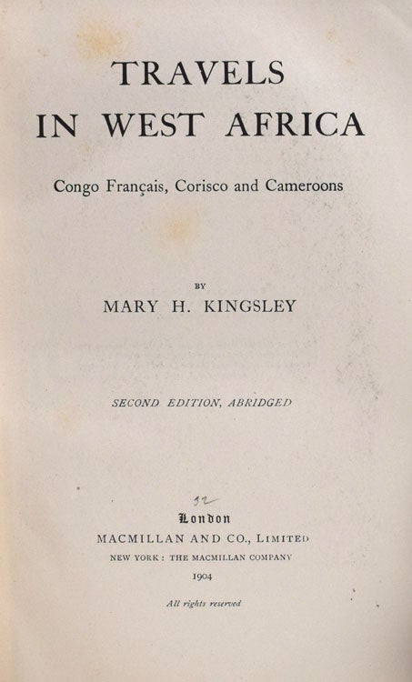 Travels in West Africa. Congo Français, Corisco and Cameroons