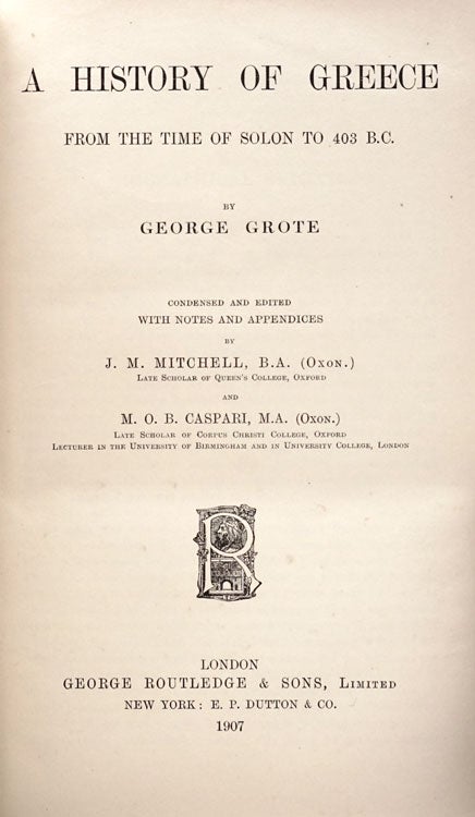 A History of Greece from the Time of Solon to 403 B.C. - George Grote