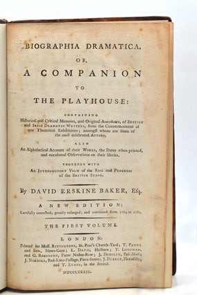 Item #31893 Biographia Dramatica, or, A Companion to the Playhouse: containing historical and...