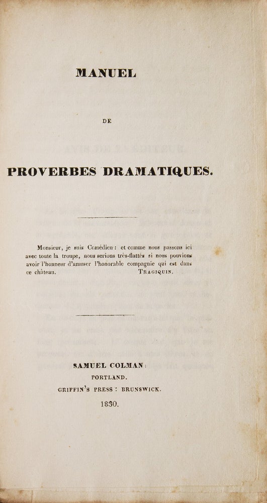 Manuel de Proverbes Dramatiques