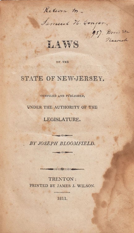 Laws of the State of New-Jersey. Compiled and published, under the authority of the legislature