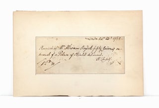 Autograph Document, signed, a receipt issued to John Boydell, for 50 guineas "on account of a. William Shakespeare, Henry Fuseli.