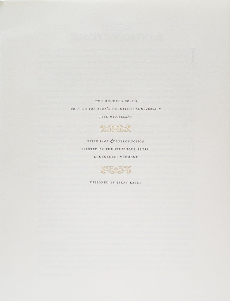 The American Printing History Association. A Type Miscellany Twentieth Anniversary Broadside Portfolio