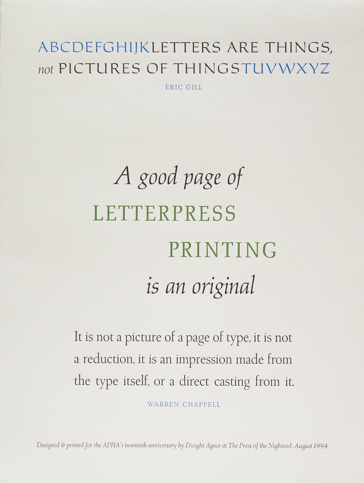 The American Printing History Association. A Type Miscellany Twentieth Anniversary Broadside Portfolio