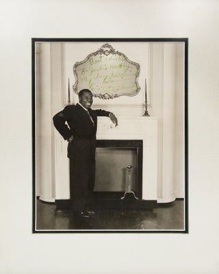 Item #320363 Photograph signed and inscribed in the image ("Louis 'Satchmo' Armstrong), to Jackie...