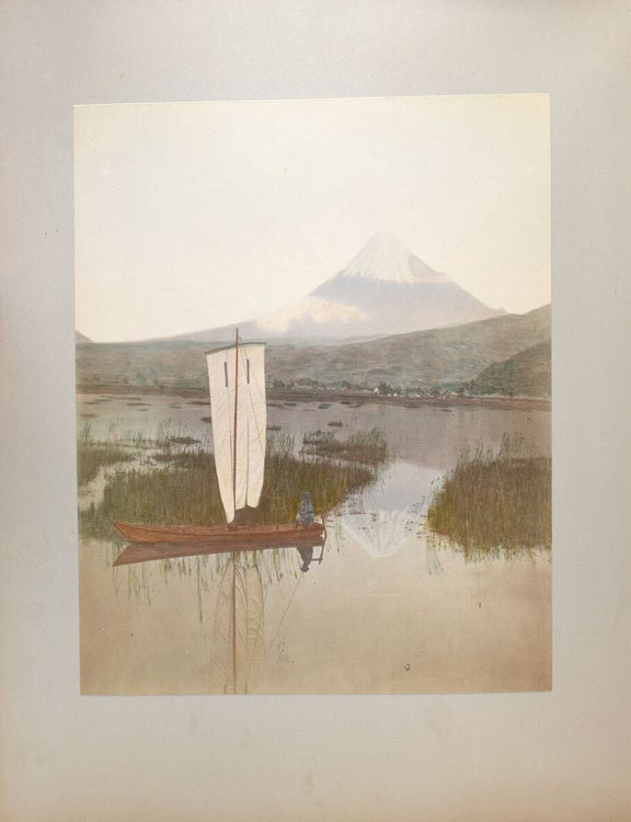 Album of Japanese 8 hand-coloured photographs and 14 others mostly Mexican including birds eye view of the city of Zacatecas, Statues of Guitlahuac, Hotel del Jardin, water carere, La Viga tipped into an album