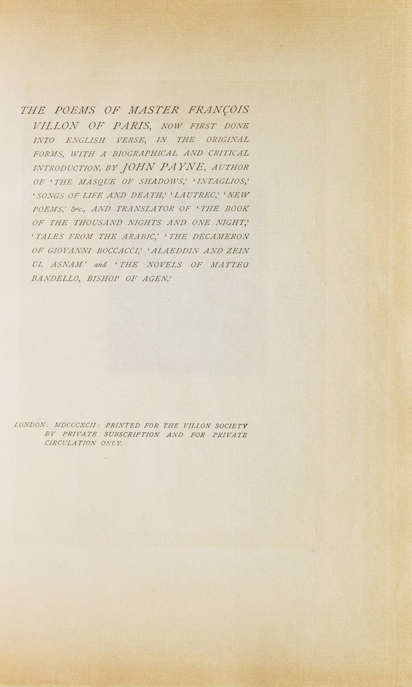 The Poems of Master François Villon of Paris