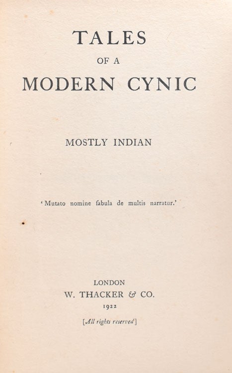 Tales of a Modern Cynic Mostly Indian
