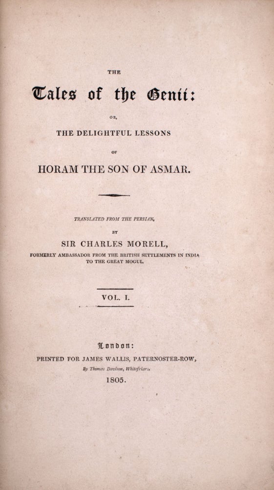 The Tales of the Genii: or, the delightful lessons of Horam