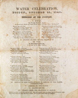 Item #321208 Water Celebration, Boston, October 25, 1848, Exercises at the Fountain ... III. Ode....