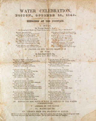 Item #321208 Water Celebration, Boston, October 25, 1848, Exercises at the Fountain ... III. Ode....