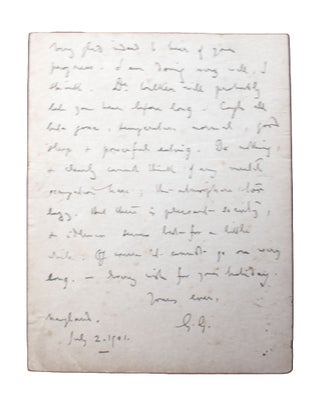 Collection of Five Autograph Letters and Autograph Notes, signed, to Dr. Henry Hick, 1895-1901