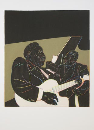 Item #321867 Guitar and Piano on Black, Giclee Print. Milton Glaser