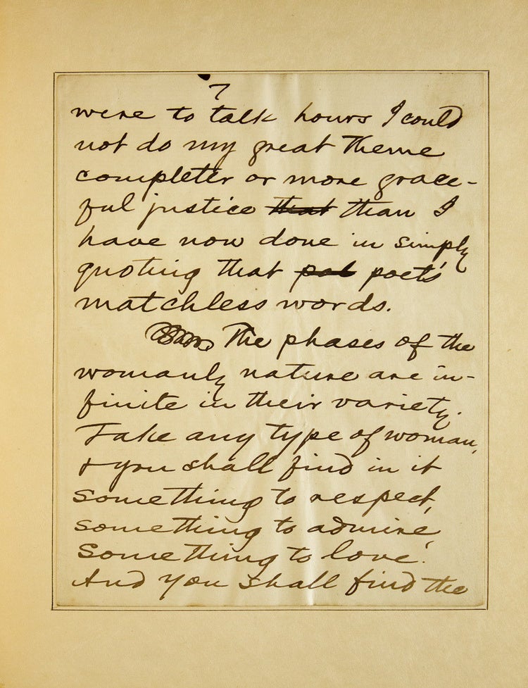 Autograph Manuscript Leaf from a Speech in Praise of Women