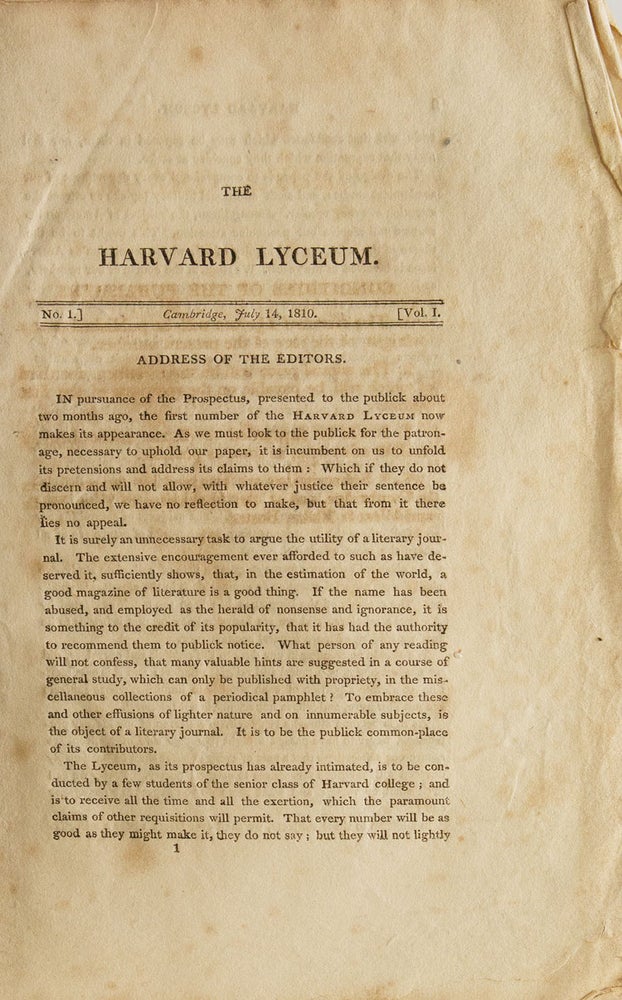 The Harvard Lyceum. No. I