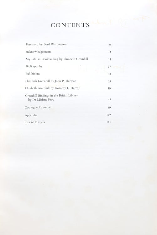 Elizabeth Greenhill Bookbinder. A Catalogue Raisonné
