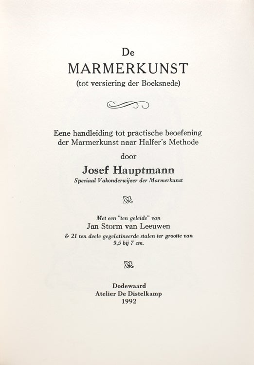 De Marmerkunst (tot versiering der Boeksnede) ... [The Art of Marbling (for the decoration of book edges)]