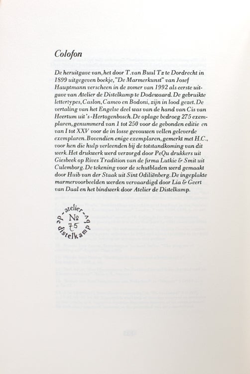 De Marmerkunst (tot versiering der Boeksnede) ... [The Art of Marbling (for the decoration of book edges)]