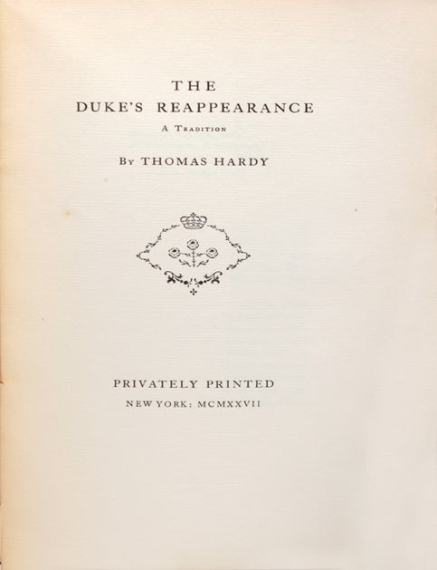 The Duke's Reappearance. A Tradition