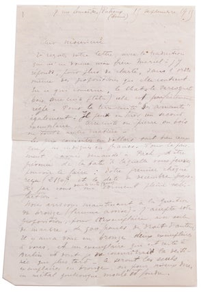 Item #323092 Autograph letter, signed (“R Duchamp Villon”), to John Quinn, 15 Septmber 1915....