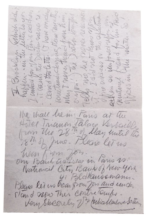 Autograph Letter, signed (Juia Marlowe Sothern”), to John Quinn