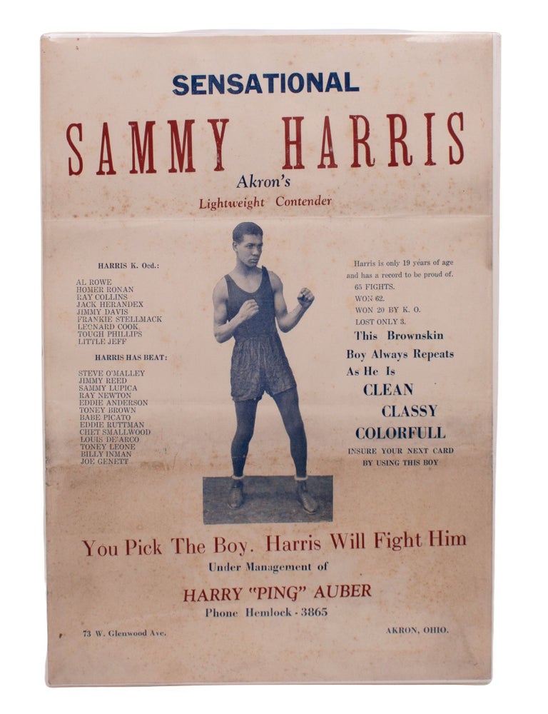 Item #323435 Sensational Sammy Harris. Akron's Lightweight Contender. Boxing.