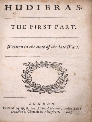 Item #323898 Hudibras. The First Part. Written in the time of the late Wars ... The Second Part....