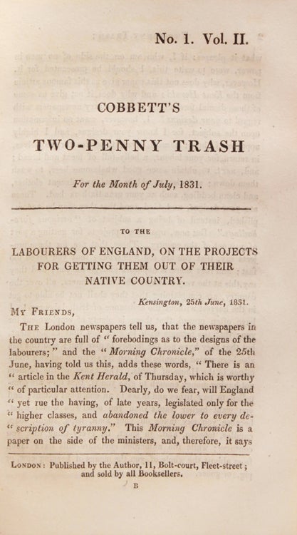 Two-Penny Trash; or, Politics for the Poor. July 1830 - July 1832