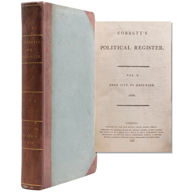 Item #324088 Cobbett's Political Register. Vol X from July to December 1806. William Cobbett.