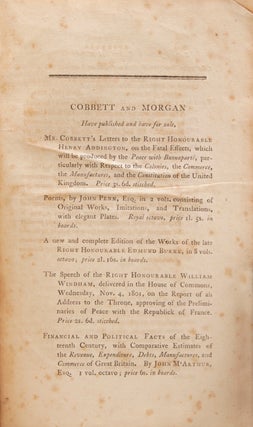 Letters to the Right Honourable Lord Hawkesbury and to the Right Honourable Henry Addington, on the Peace with Buonaparte