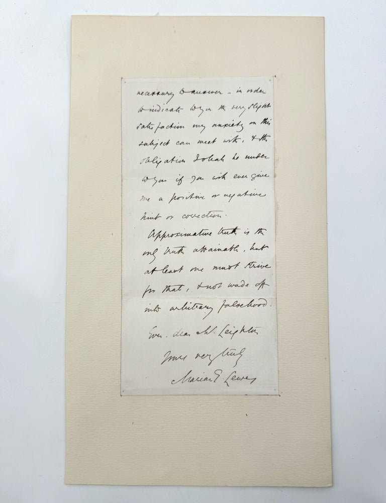 Two Autograph Letters, signed ("Marian E. Lewes") to Frederic, 1st Baron Leighton, 1862... (2/5)