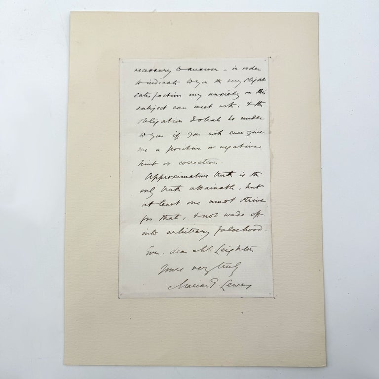 Two Autograph Letters, signed ("Marian E. Lewes") to Frederic, 1st Baron Leighton, 1862... (2/5)