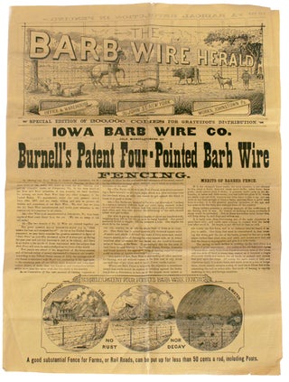 Item #324324 The Barb Wire Herald ... Iowa Barb Wire Co. Sole Manufacturers of Burnell's Patent...