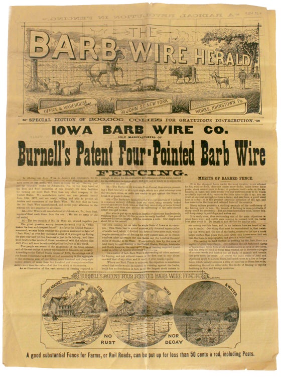 The Barb Wire Herald ... Iowa Barb Wire Co. Sole Manufacturers of Burnell's Patent Four-Pointed Barb Wire Fencing ..