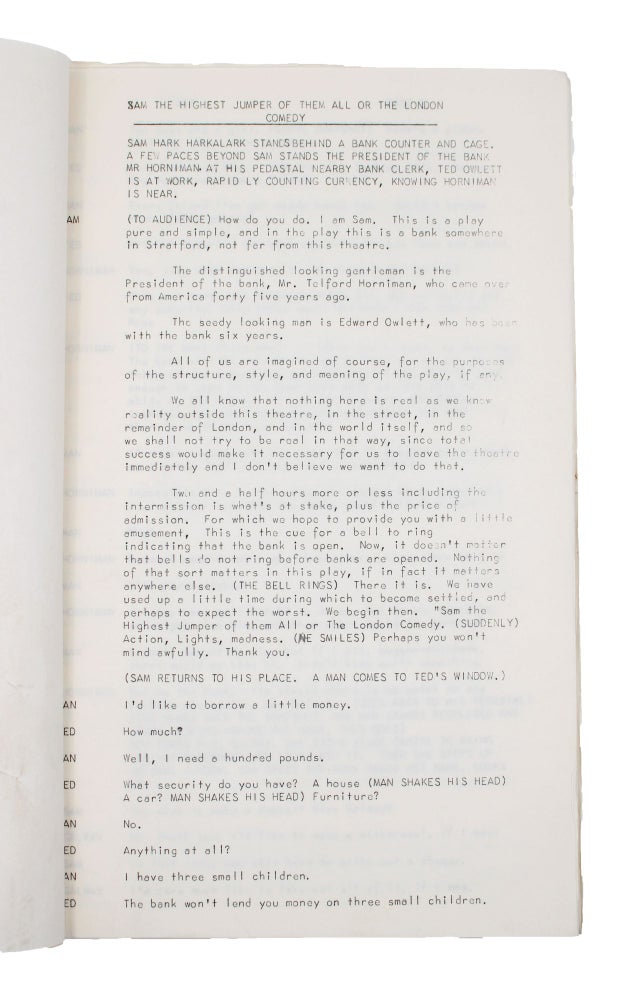 Archive of William Saroyan's play, 'Sam the Highest Jumper of Them All, or a London Comedy'