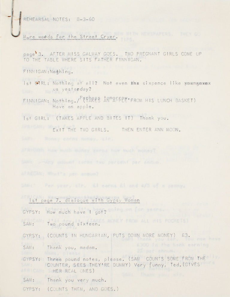 Archive of William Saroyan's play, 'Sam the Highest Jumper of Them All, or a London Comedy'
