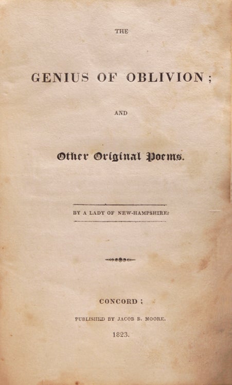 The Genius of Oblivion and Other Original Poems