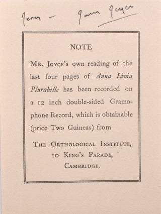 James Joyce Reading "Anna Livia Plurabelle" (Parts I & II)
