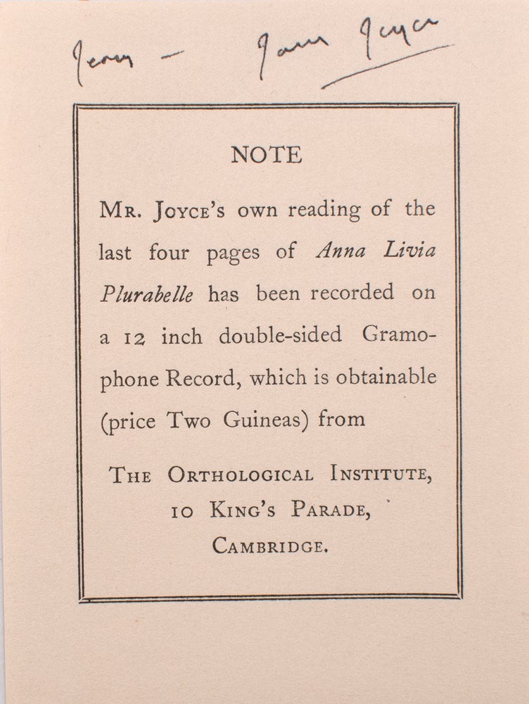 James Joyce Reading "Anna Livia Plurabelle" (Parts I & II)