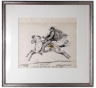 Item #325008 Pen and Ink Drawing "Here I Come with all best wishers for a Merry Christmas...